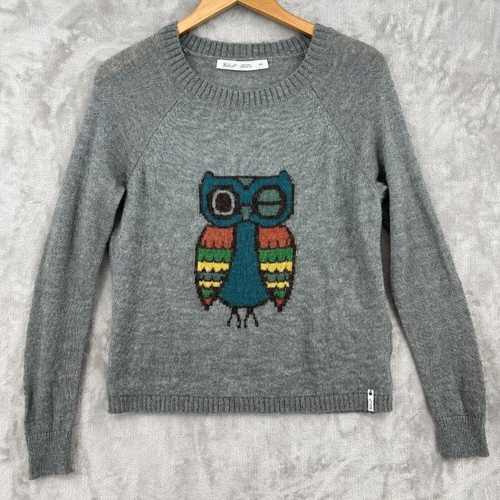 Woolrich Frost Grey Owl Pullover Sweater Wool Mohair Blend Long Sleeve